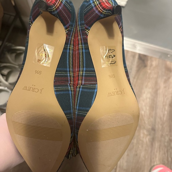 J. Crew Tartan Plaid Heels with Elegant Bow - Picture 2 of 3